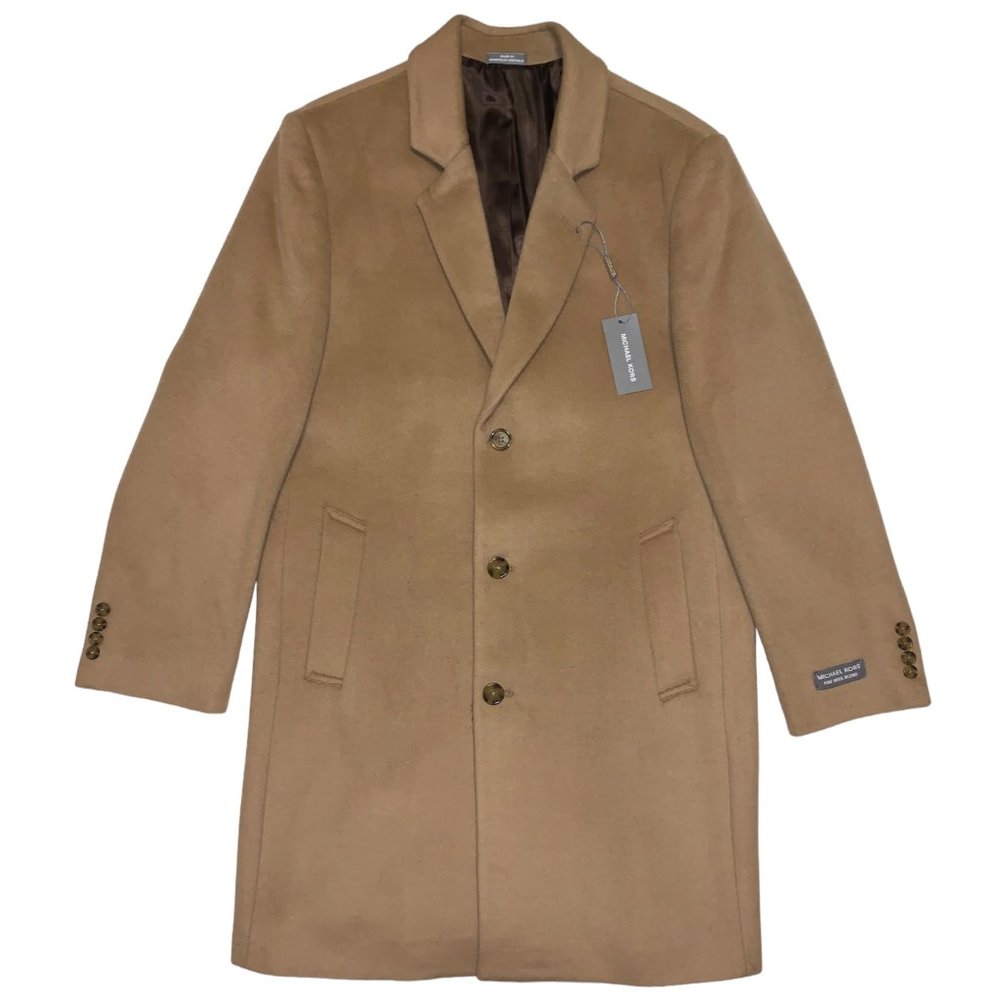 NEW Men's MICHAEL KORS Madison Wool Blend Top Overcoat Medium Beige RETAIL $495